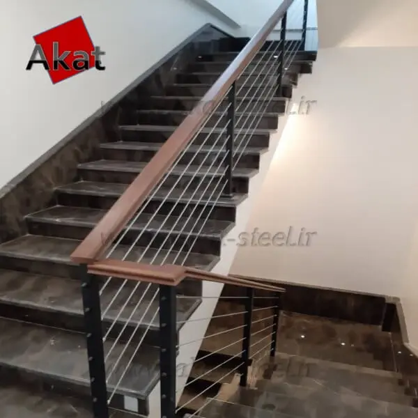 نرده کابلی آکات استیل مدل هندریل چوبی نرده کابلی آکات استیل مدل هندریل چوبی